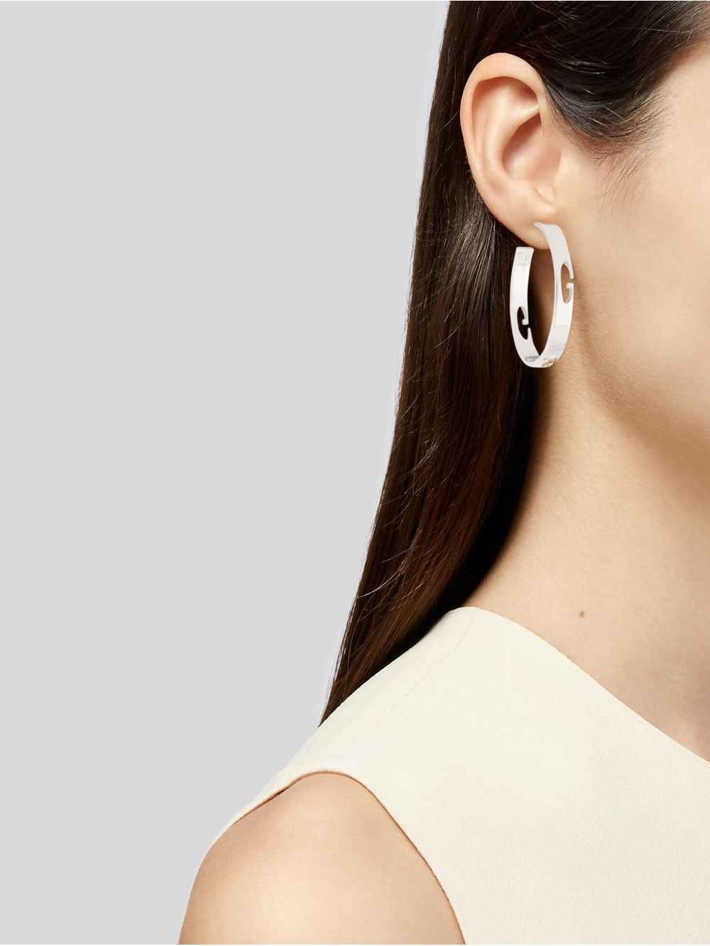 Gucci Interlocking G Sterling Silver Hoop Earrings AG925 w/ Dust Bag | NWT